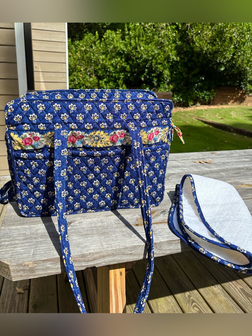 Vera Bradley Vintage Baby Diaper Bag with Changing Pad Blue Floral